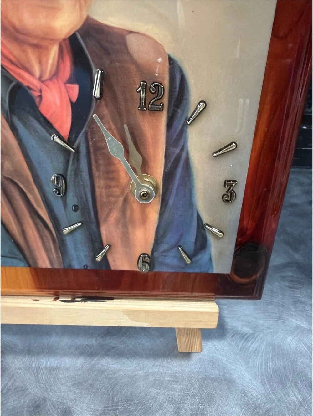 Vintage John Wayne Picture Clock Wall Clock Western Cowboy Working 11x14
